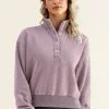 Cupshe Martina Purple Button-Collar Cropped Purple Sweatshirt