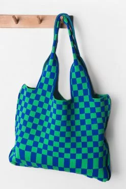 Cupshe Cityscape Green Plaided Tote Bag