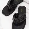 Cupshe Black Orchid Ruched Thong Sandals