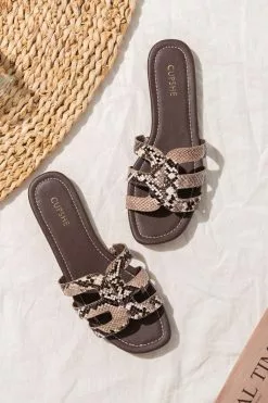 Cupshe Forbidden Fruit Snakeskin Cutout Slide Sandals