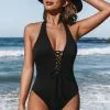 Cupshe Kathleen Lace-up Halter One Piece Swimsuit