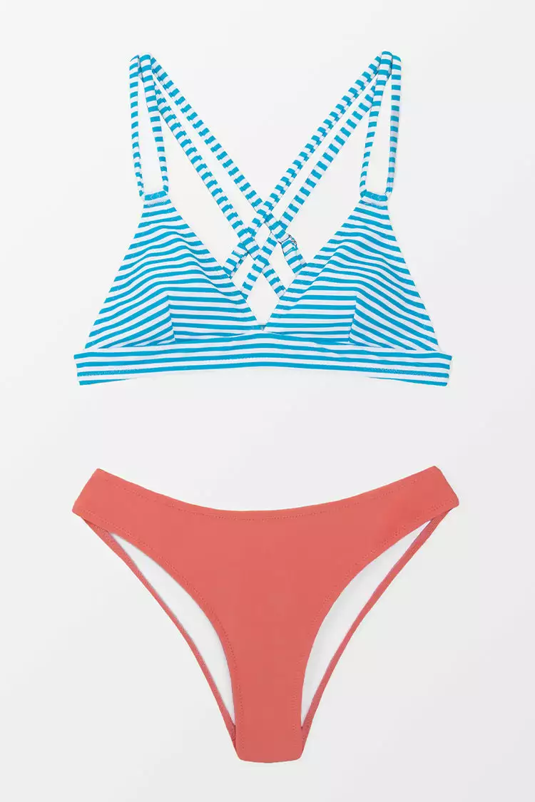 Cupshe Briella Triangle Striped and Peachy Crisscross Bikini 3 Cupshe Briella Triangle Striped and Peachy Crisscross Bikini - Image 3