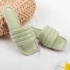 Cupshe Sage Light Green Wide Band Square Toe Slide Sandals