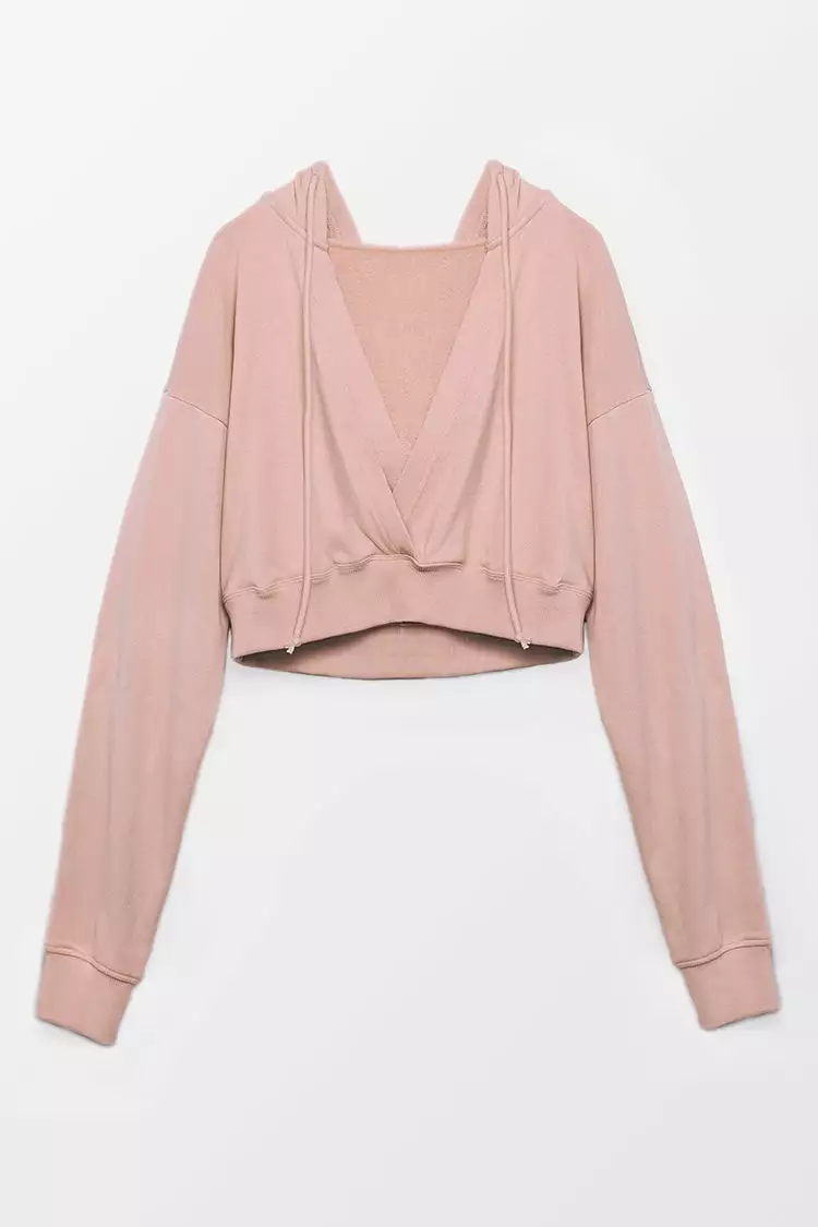 Cupshe Sweet Dreams Drawstring Decor Crop Hoodie 2 Cupshe Sweet Dreams Drawstring Decor Crop Hoodie - Image 2