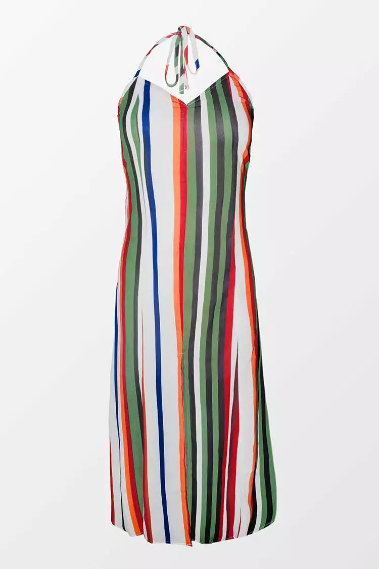 Cupshe Annalise Striped Halter Neck Cover Up 3 Cupshe Annalise Striped Halter Neck Cover Up - Image 3