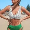 Cupshe Stripe Bikini with Green Cinched Bottom