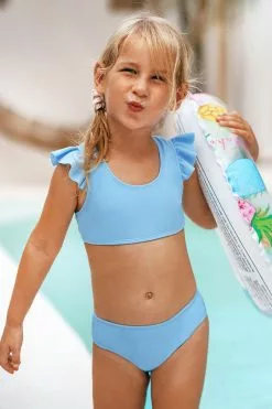 Cupshe Girls' Joyful Retro Ruffled Sleeve Bralette and Hipster Set