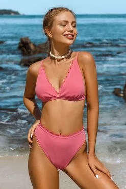 Cupshe Darling Scalloped Mid Waisted Bikini