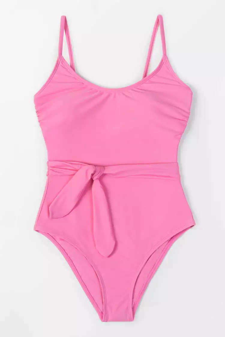 Cupshe Flora Pink Belt Knot One Piece Swimsuit 3 Cupshe Flora Pink Belt Knot One Piece Swimsuit - Image 3