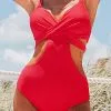 Cupshe Red Cutout One Piece Swimsuit with Moulded Cups