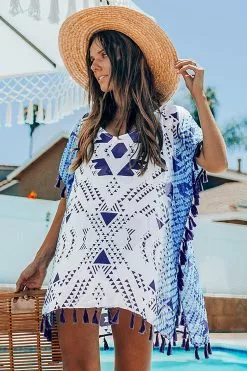 Cupshe Geometric Print Tassel Trim Cover Up