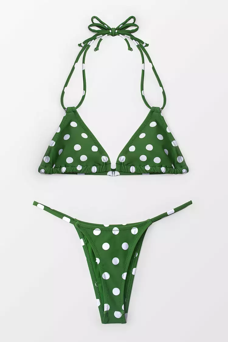Cupshe Green Polka Dot Triangle Bikini 1 Cupshe Green Polka Dot Triangle Bikini