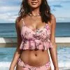 Cupshe Rosy Outlook Mini Peplum Midkini & Hipster Bottom Set