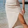 Cupshe Melisa Ruched Split Beach Skirt