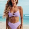 Cupshe Purple Lace Up High Waisted Bikini