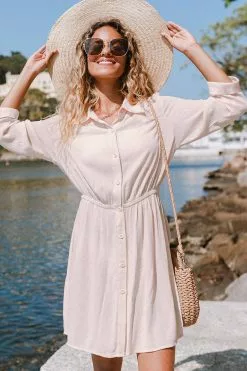 Cupshe Donna Shirt Collar Elastic Waist Dress