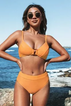 Cupshe Sara Yellow Square Ring Bikini