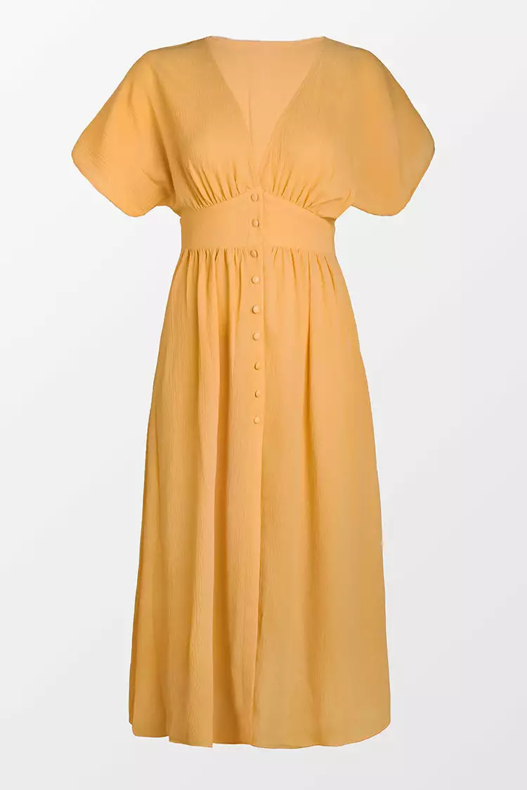 Cupshe Aubriella Yellow Button Front Split Dress 3 Cupshe Aubriella Yellow Button Front Split Dress - Image 3