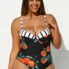 Cupshe Stripe and Orange Plus Size One Piece Swimsuit