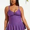 Cupshe Purple O-ring Plus Size One Piece Swimdress