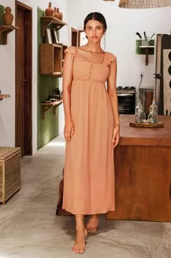 Cupshe Ciera Ruffle Cut Out Split Maxi Dress