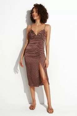 Cupshe Aubrie Thin Strap Split Tea Length Bodycon Dress