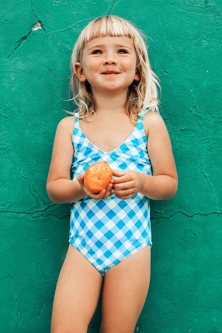 Cupshe Blue and White Gingham One Piece Swimsuit For Toddler Girls and Girls 1 Cupshe Blue and White Gingham One Piece Swimsuit For Toddler Girls and Girls