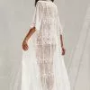 Cupshe Elodie White Embroidery Mesh Kimono