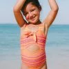 Cupshe Girls' Mercury Stripe Bunny Tie Front One Piece Swimsuit