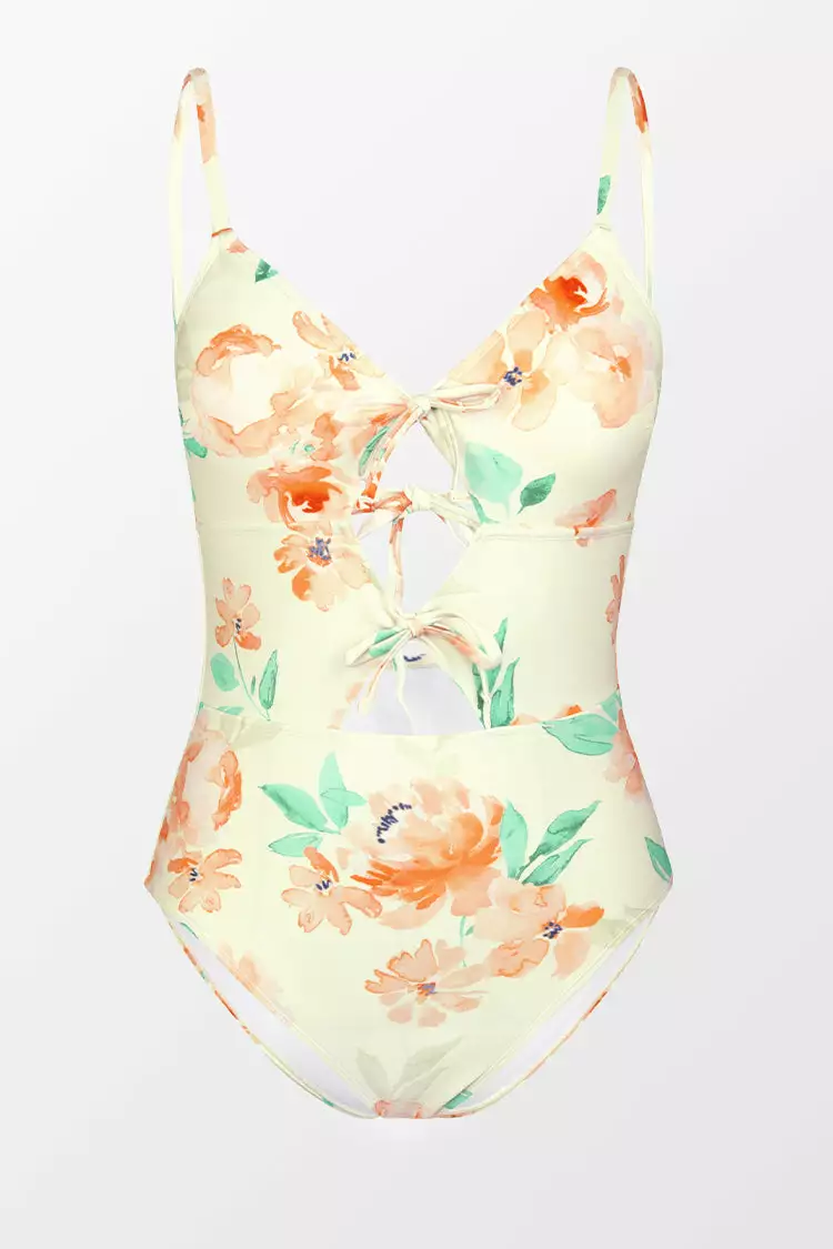 Cupshe Relaxing Flowers Tunneled Cutout One Piece Swimsuit 3 Cupshe Relaxing Flowers Tunneled Cutout One Piece Swimsuit - Image 3