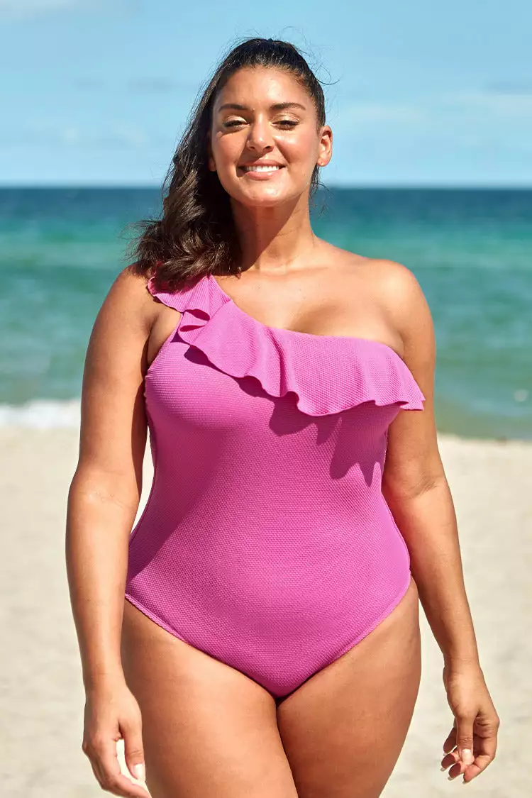 Cupshe Felicia Pink One Shoulder Plus Size One Piece Swimsuit 1 Cupshe Felicia Pink One Shoulder Plus Size One Piece Swimsuit