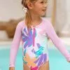 Cupshe Girls' Multi Spring Zip Front Long Sleeve One Piece Swimsuit