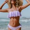 Cupshe Moonlight Shimmer Flounce Bandeau and Ruffled Hipster Bikini Set
