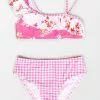 Cupshe Girls' Ditsy Mix Ruffle One Shoulder and Hipster Bikini Set