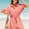 Cupshe Austyn Belted Button Front Shirt Dress
