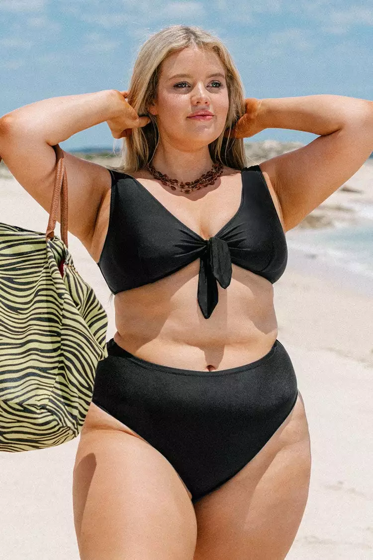 Cupshe Jacey Bow Tie Plus Size Bikini & High Waist Bottom Set 1 Cupshe Jacey Bow Tie Plus Size Bikini & High Waist Bottom Set