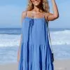 Cupshe Caroline Blue Ruffle Slip Dress