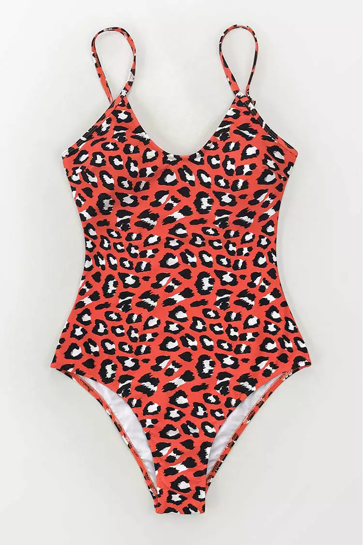 Cupshe Red Leopard Print One Piece Swimsuit 6 Cupshe Red Leopard Print One Piece Swimsuit - Image 6
