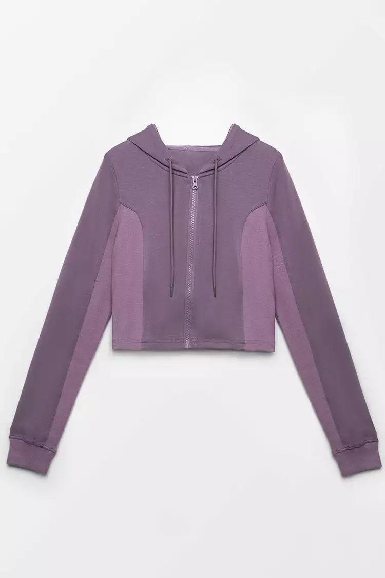 Cupshe Silver Star Zipper Front Drawstring Crop Hoodie 2 Cupshe Silver Star Zipper Front Drawstring Crop Hoodie - Image 2