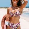 Cupshe Caitlynn Floral V-neck High Waisted Frill Bikini