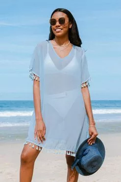 Cupshe Tinsley V-neck Tassel Split Cover Up