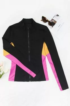 Cupshe Lorena Color Block Athletic Zip Up Sweatshirt