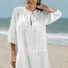 Cupshe Addison White Ruffle Pull Over Cover Up