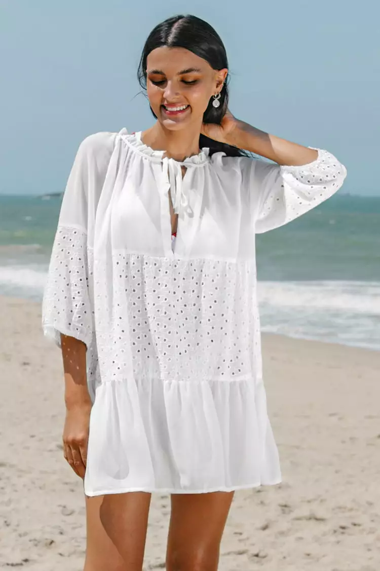 Cupshe Addison White Ruffle Pull Over Cover Up 1 Cupshe Addison White Ruffle Pull Over Cover Up