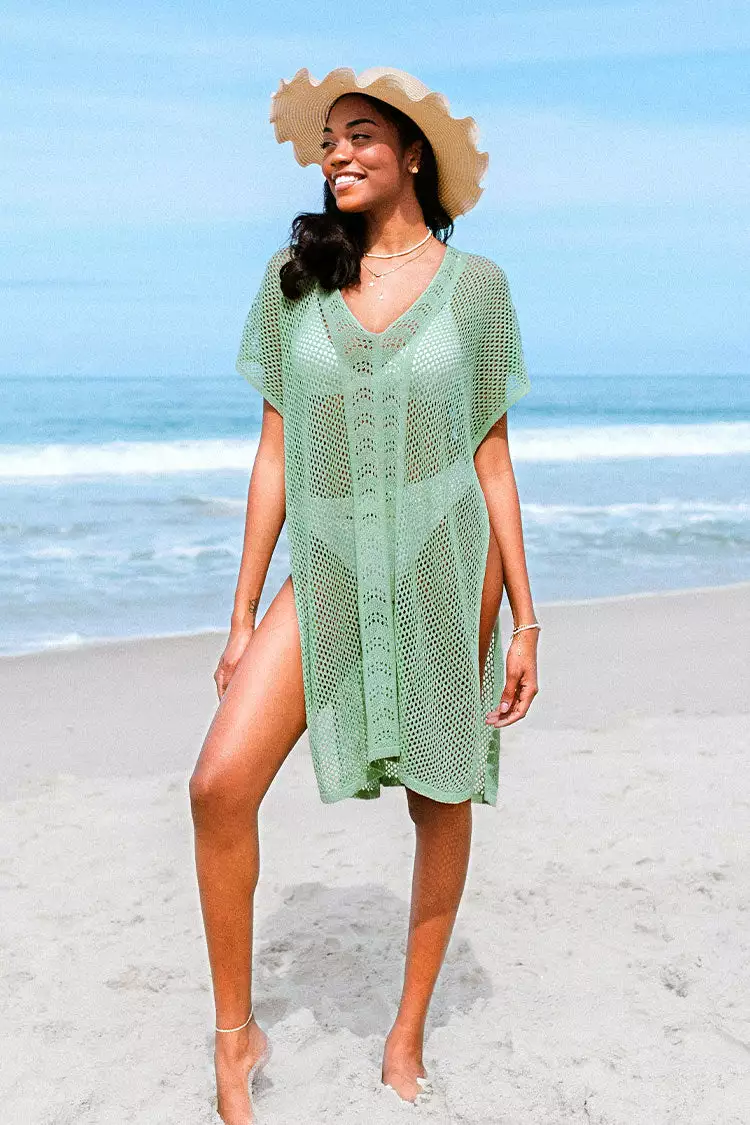 Cupshe Rosalyn Green Hollow Out Split Cover Up 1 Cupshe Rosalyn Green Hollow Out Split Cover Up