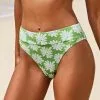 Cupshe Light Green Floral High Waisted Bikini Bottom