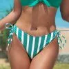 Cupshe Emmalyn Teal And White Striped Drawstring Bikini Bottom