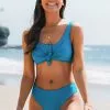 Cupshe Miranda Blue Front Knotted Tank Bikini