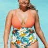 Cupshe Myla Floral O-ring Ruched Plus Size One Piece Swimsuit