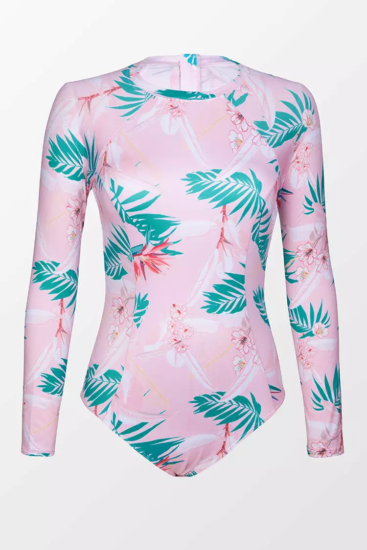 Cupshe Tatyana Hawaiian Print Long Sleeve One Piece Swimsuit 3 Cupshe Tatyana Hawaiian Print Long Sleeve One Piece Swimsuit - Image 3